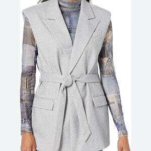 Steve Madden Light Gray Belted Blazer Vest